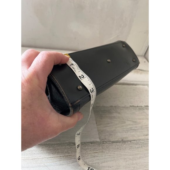 Jr USA Julius Resnick woman’s black leather long handled satchel purse vintage - Picture 12 of 15